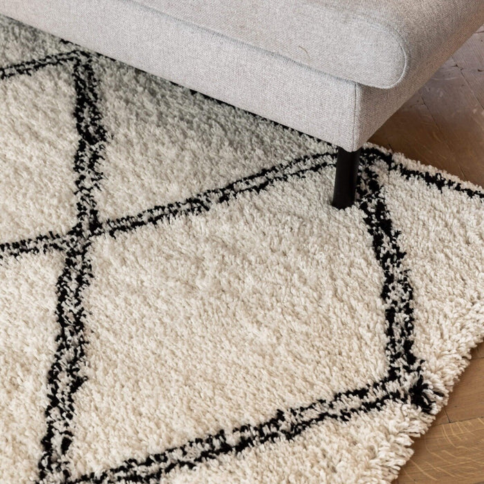 Interieur05 Hoogpolig berber vloerkleed Wit|Zwart Norway 200 x 290 cm