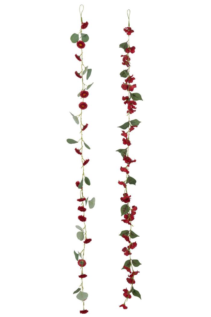 J-Line Slinger Bloemen + Blaadjes - kunststof - rood|groen -