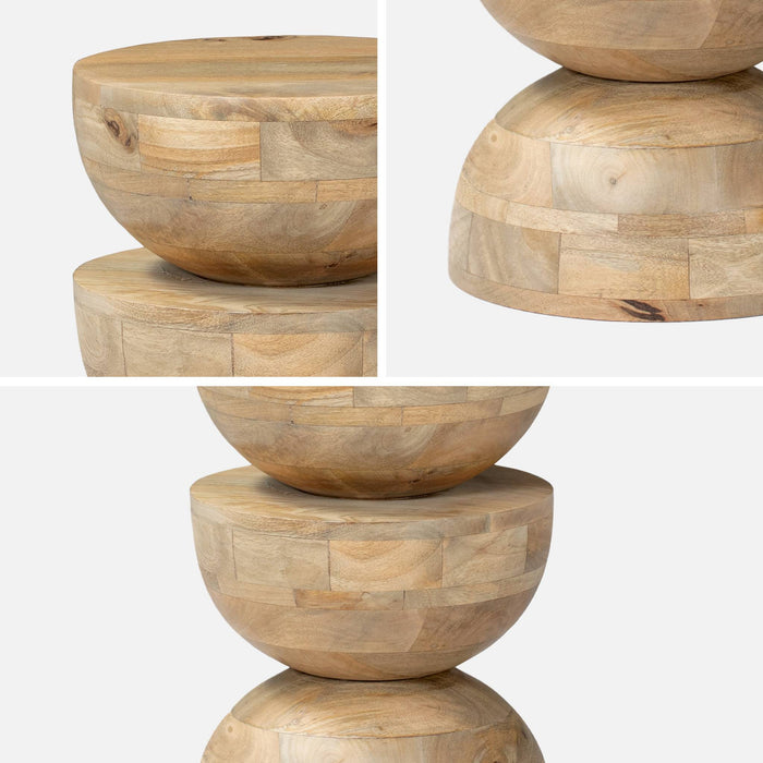 sweeek - Mangohouten bijzettafel, nachtkastje, Ø30xH45cm