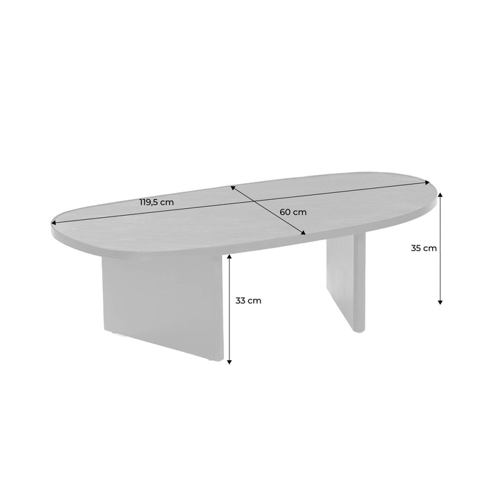 sweeek - Ovale salontafel mangohout en steenfineer