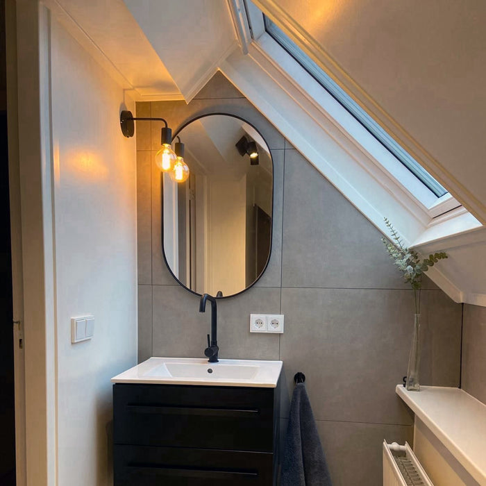 Vtw Living - Wandspiegel - Ovaal - Zwarte Rand - Metaal - 50 x 80