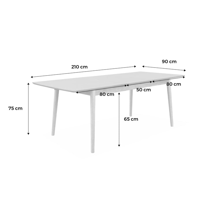 sweeek - Uitschuifbare eettafel van eikenfineer, 6 tot 8 zitplaatsen,