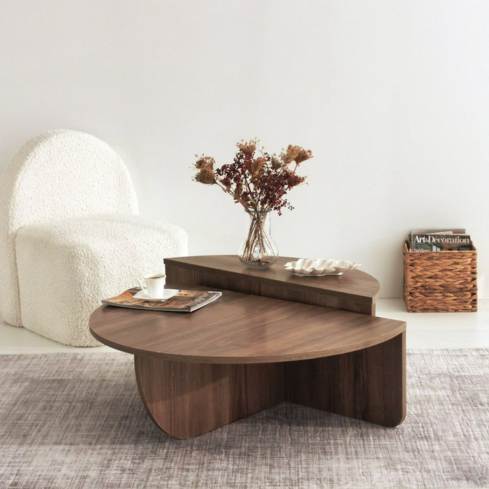 Giga Meubel - Salontafel Walnoot Hout - 90x90x35cm - Podium
