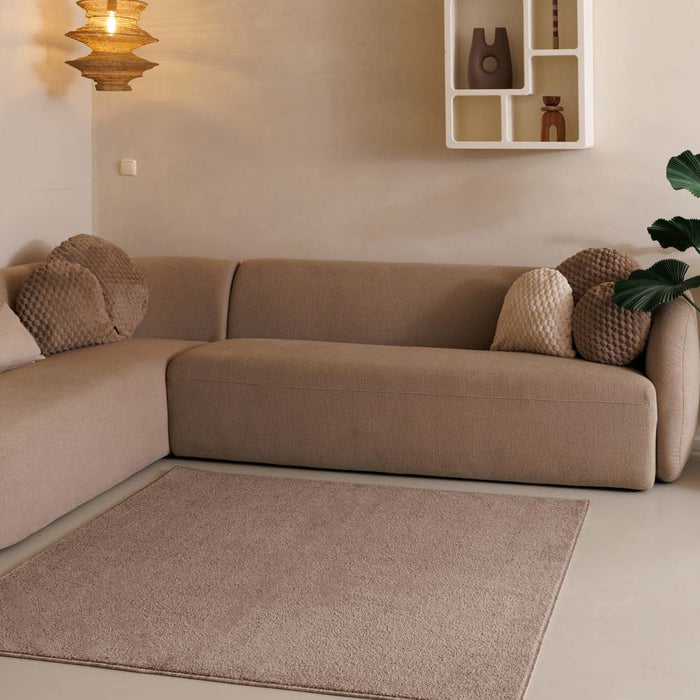 Tapeso Vierkant vloerkleed Fine - beige - 100x100 cm