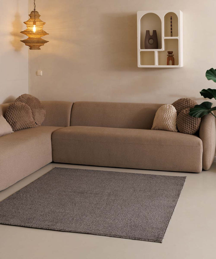 Tapeso Vierkant vloerkleed Fine - grijs - 300x300 cm