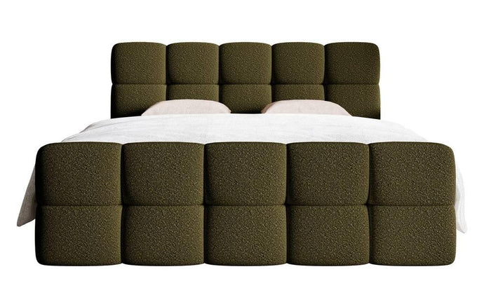 NADUVI Collection Chloe Boxspring met Opbergvak 140 x 200 cm - Bouclé - Groen