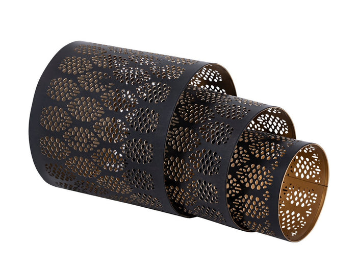 SVJ Windlicht - 14x14x14 cm - Metaal - Zwart - Set van 3