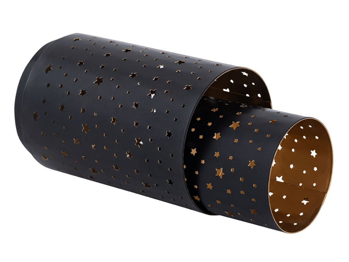 SVJ Windlicht - 11x11x16 cm - Metaal - Zwart - Set van 3