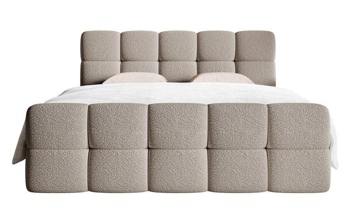 NADUVI Collection Chloe Boxspring met Opbergvak 180 x 200 cm - Bouclé - Greige