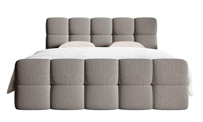 NADUVI Collection Chloe Boxspring met Opbergvak 160 x 200 cm - Bouclé - Grijs