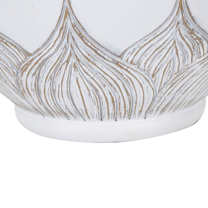 Mauro Ferretti Atene Tafellamp in witte hars met beige kap