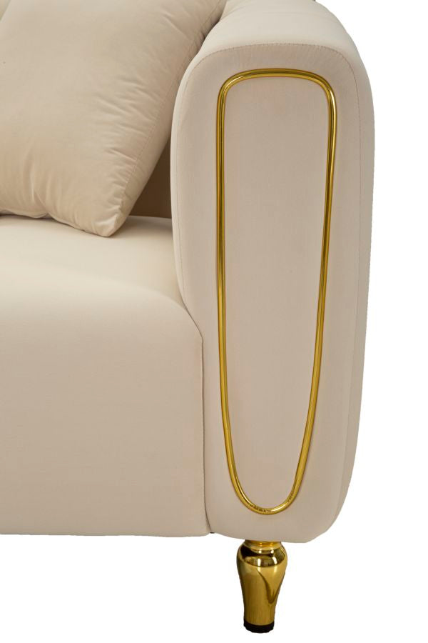 Mauro Ferretti Alma Sofa 2 plaatsen in metaal en fluwelen rème