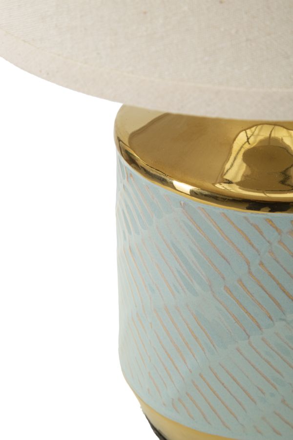 Mauro Ferretti Cape town Tafellamp in lichtblauw en goudkeramiek