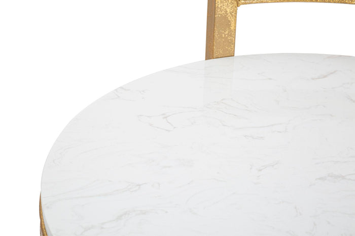 Mauro Ferretti Marble Tafel in goud metaal met wit blad