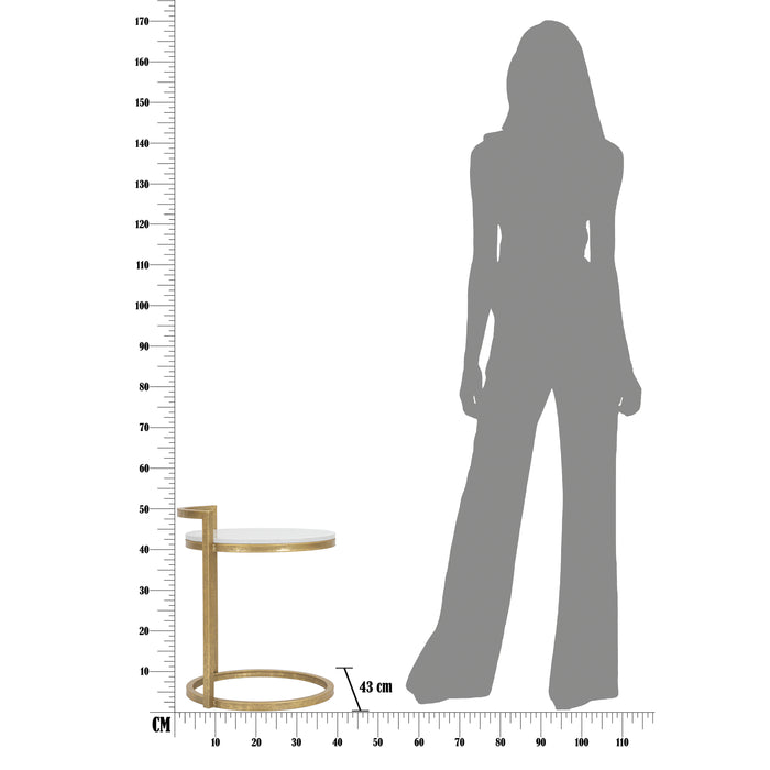 Mauro Ferretti Marble Tafel in goud metaal met wit blad