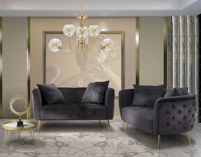 Mauro Ferretti Bucarest Bank van zwarte stof met gouden poten