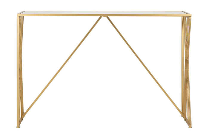 Mauro Ferretti Easy Geometrische console in metalen en gouden spiegel
