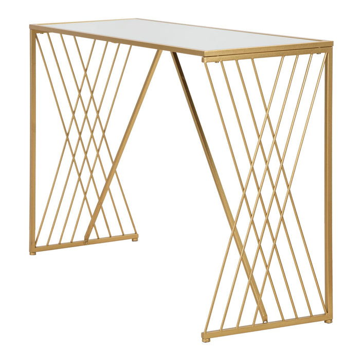 Mauro Ferretti Easy Geometrische console in metalen en gouden spiegel