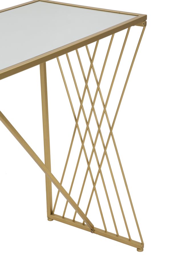 Mauro Ferretti Easy Geometrische console in metalen en gouden spiegel