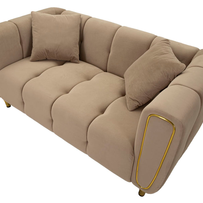 Mauro Ferretti Alma Sofa 2 plaatsen in metaal en fluwelen tortora