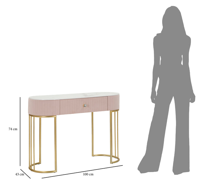 Mauro Ferretti Montpellier Console in metalen stof hout goud wit roze