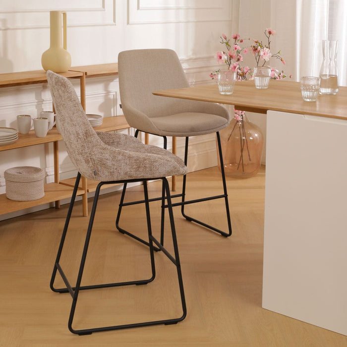 Nolon Nino-Isa Barkruk Bruin - Stof - Zwart Onderstel - 75 cm