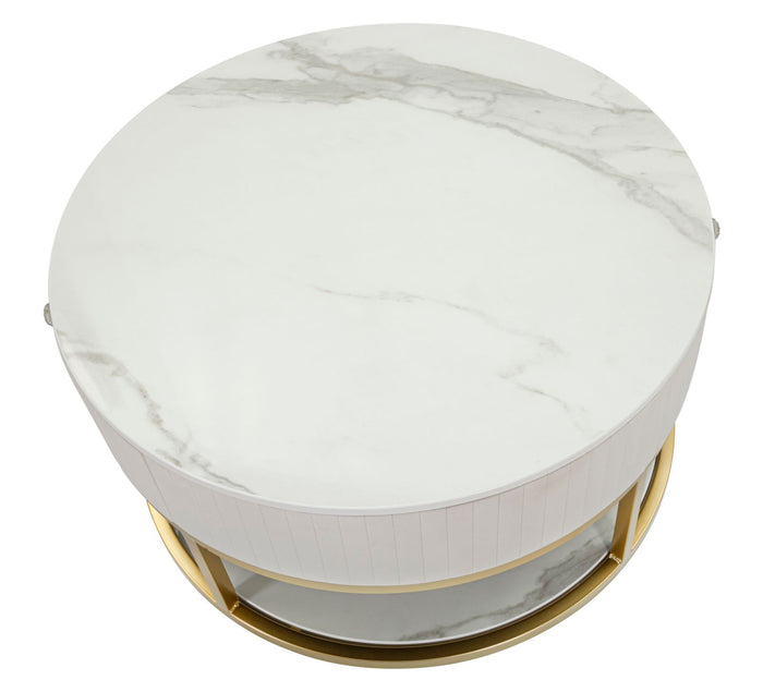 Mauro Ferretti Salontafel in metaal stof hout goudbeige wit