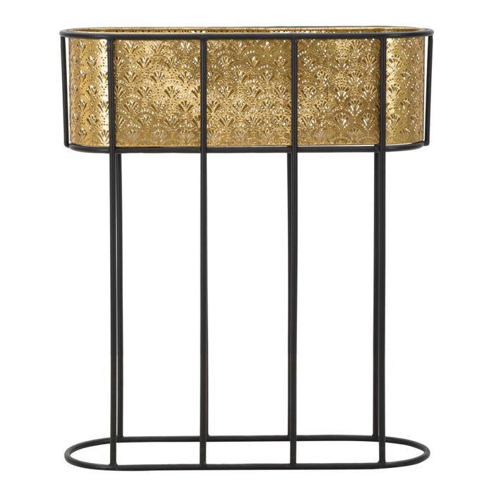 Mauro Ferretti Oval Pothouder in goud metaal met zwarte voet