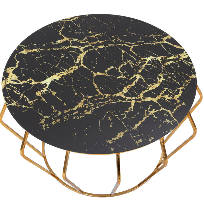 Mauro Ferretti Histor Salontafel in goud metaal met rond blad
