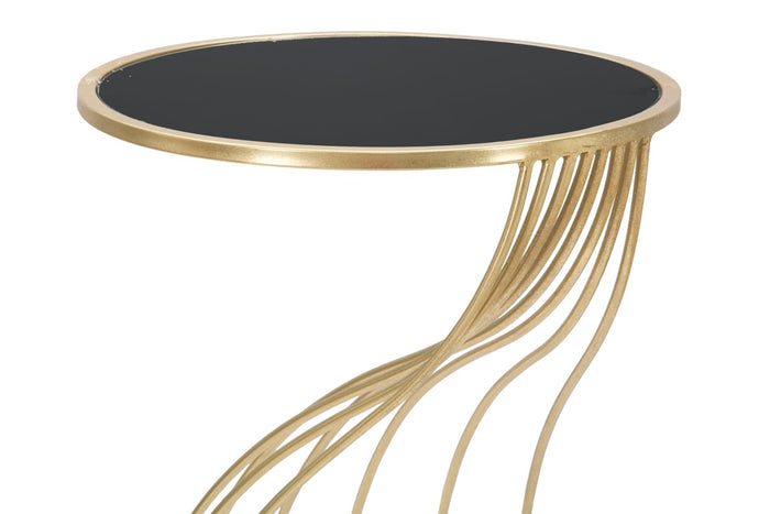 Mauro Ferretti Flush Ronde tafel in goud metaal met zwart blad