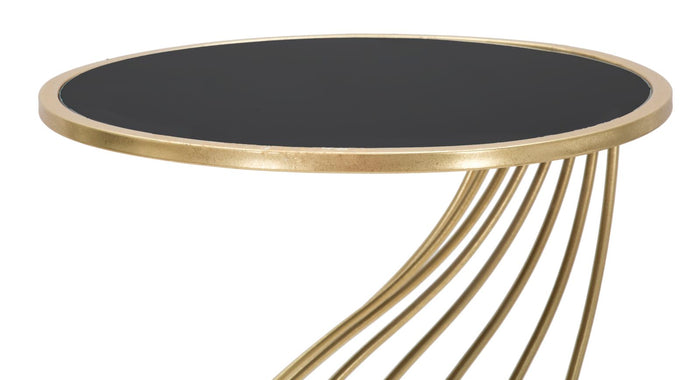 Mauro Ferretti Flush Ronde tafel in goud metaal met zwart blad