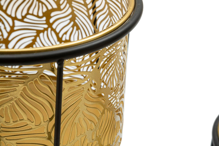 Mauro Ferretti Leavy Set van 2 pothouders in goud en zwart metaal