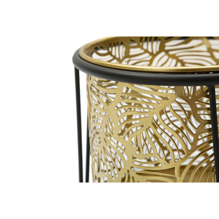 Mauro Ferretti Leavy Set van 2 pothouders in goud en zwart metaal