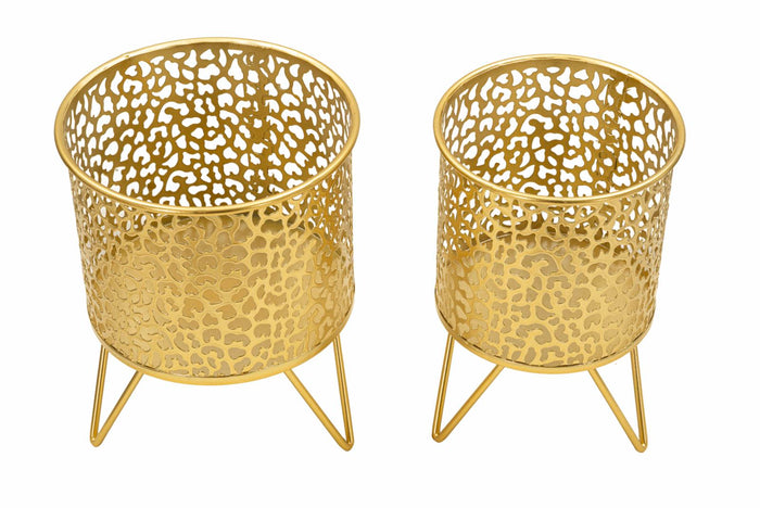 Mauro Ferretti Piny Set van 2 pothouders in goud metaal