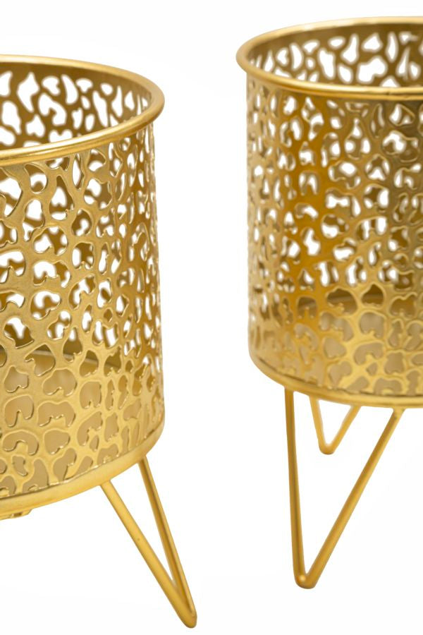 Mauro Ferretti Piny Set van 2 pothouders in goud metaal