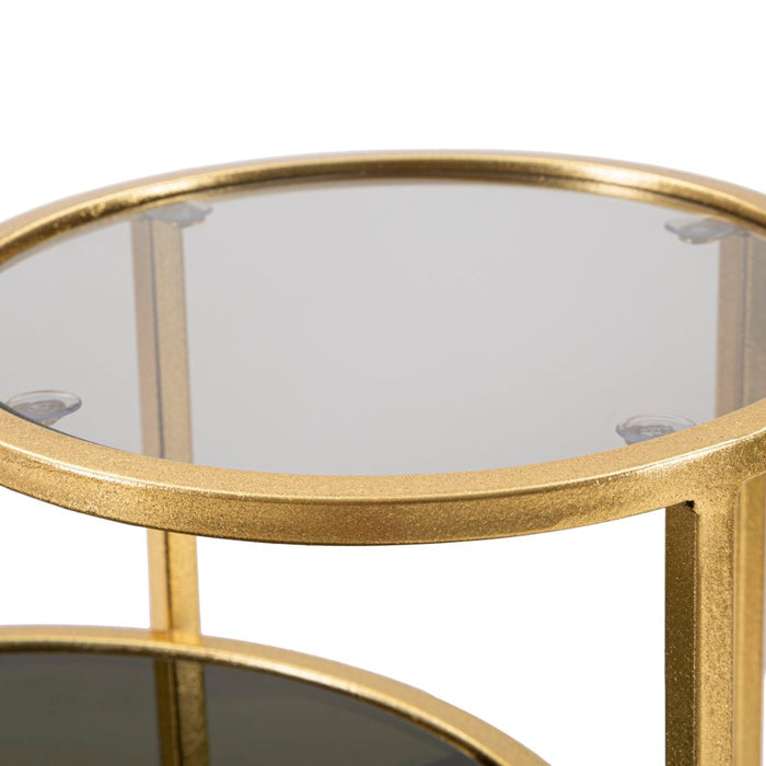 Mauro Ferretti Levels Tafel met 2 metalen toppen en goudglas