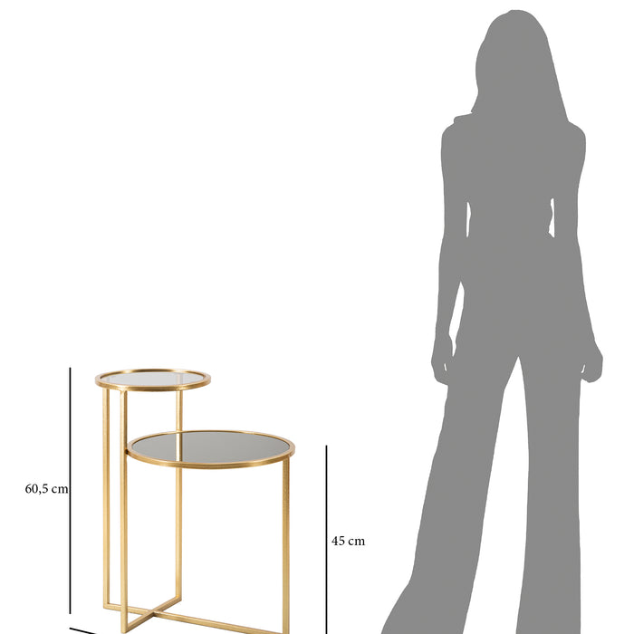 Mauro Ferretti Levels Tafel met 2 metalen toppen en goudglas