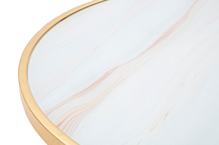 Mauro Ferretti Mat Tafel in goud metaal met wit glazen blad