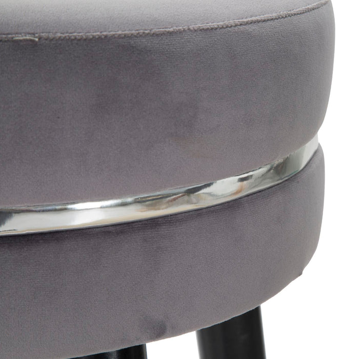 Mauro Ferretti Paris Ronde barkruk in grijze stof met houten poten