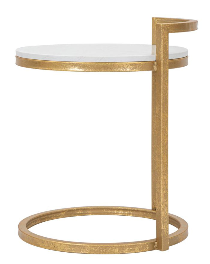 Mauro Ferretti Marble Tafel in goud metaal met wit blad