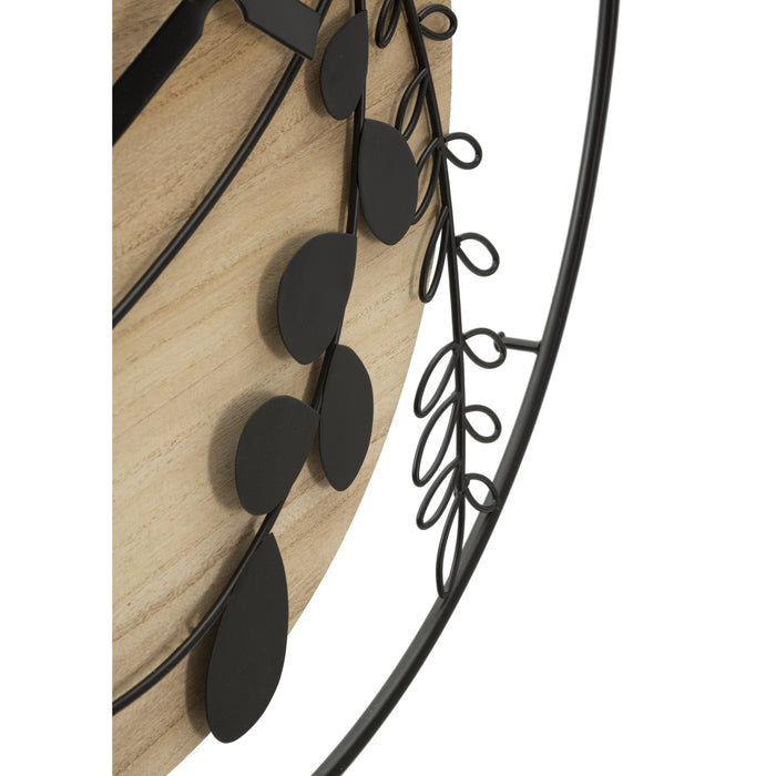 Mauro Ferretti Elegant Ronde wandklok in metaal en hout bruin