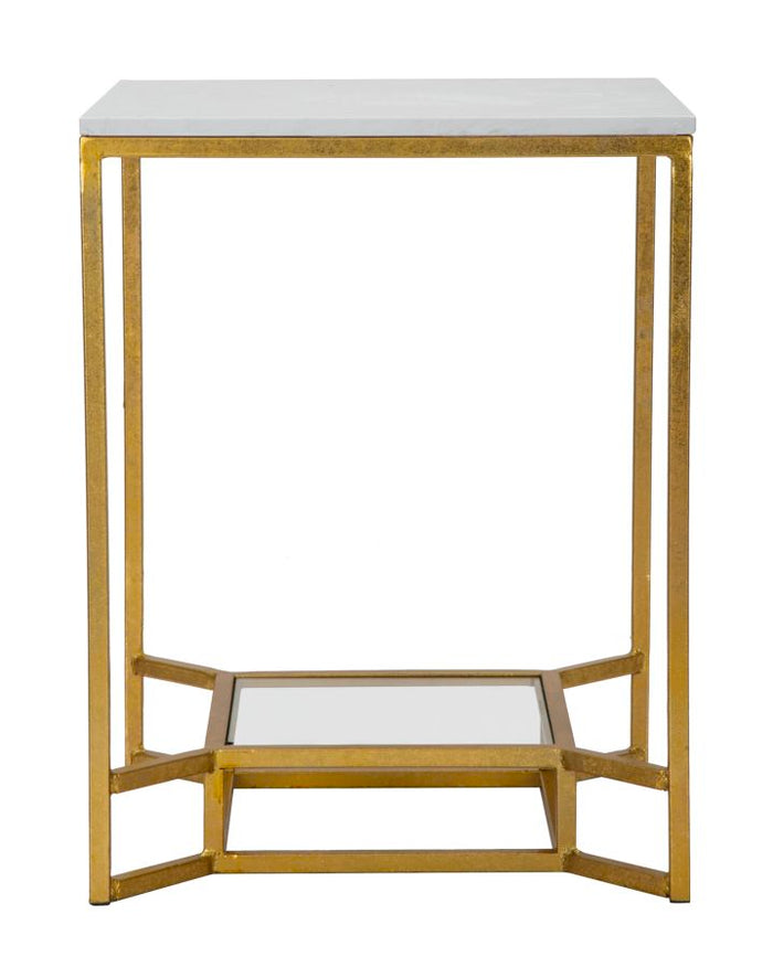 Mauro Ferretti Marble Tafel in goud metaal met witte bovenkant