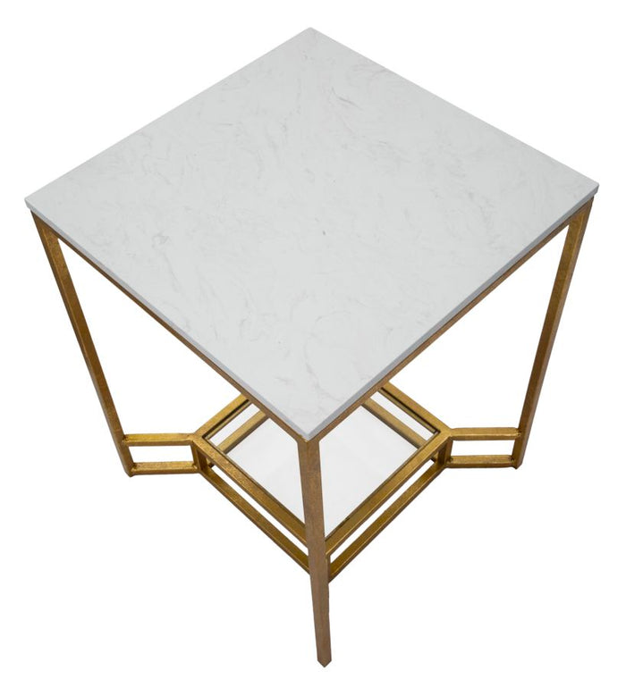Mauro Ferretti Marble Tafel in goud metaal met witte bovenkant
