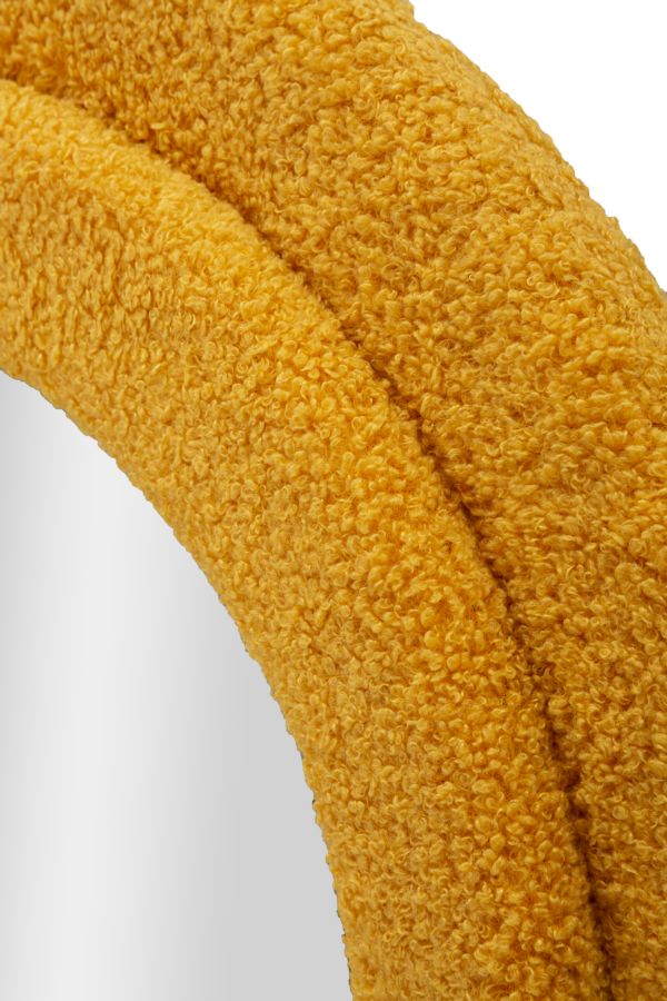 Mauro Ferretti Teddy Wandspiegel in mosterd bouclé