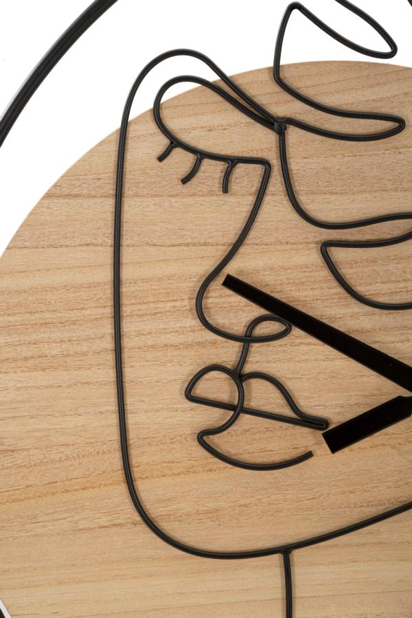 Mauro Ferretti Elegant Ronde wandklok in metaal en hout bruin