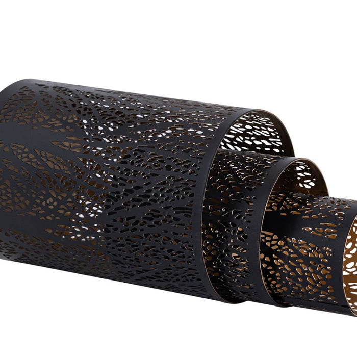 SVJ Windlicht - 14x14x20 cm - Metaal - Zwart - Set van 3