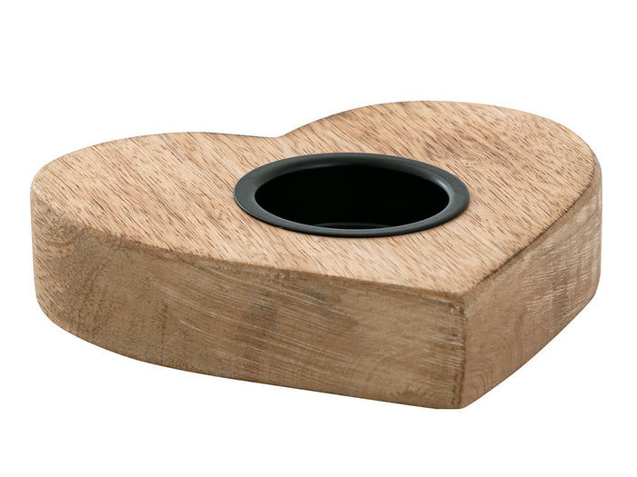 SVJ Windlicht - 11x12x3 cm - Hout - Naturel - Set van 3