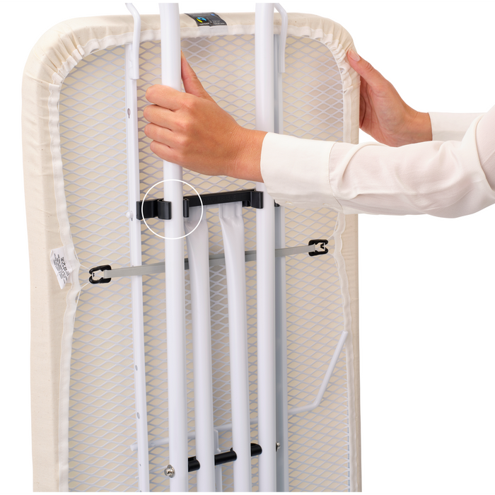 Strijkplank C, 124x45 cm met solide strijkijzerhouder - Ecru