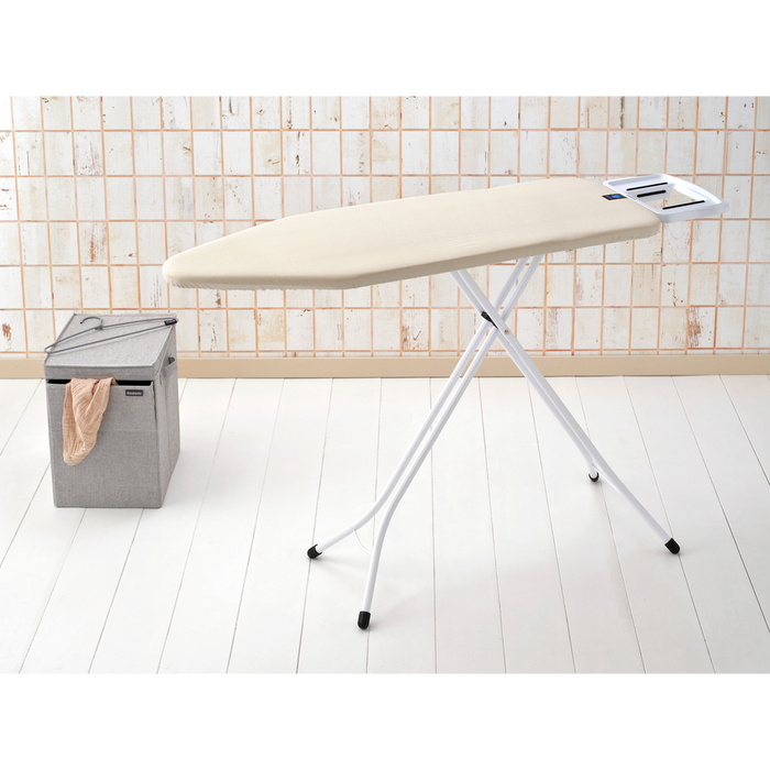 Strijkplank C, 124x45 cm met solide strijkijzerhouder - Ecru