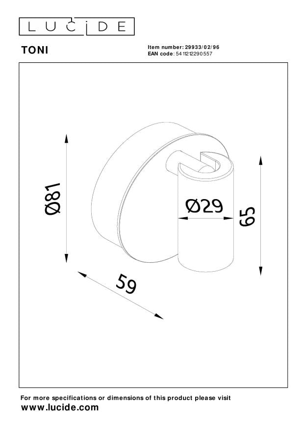 Lucide TONI Wandspot - Koffie